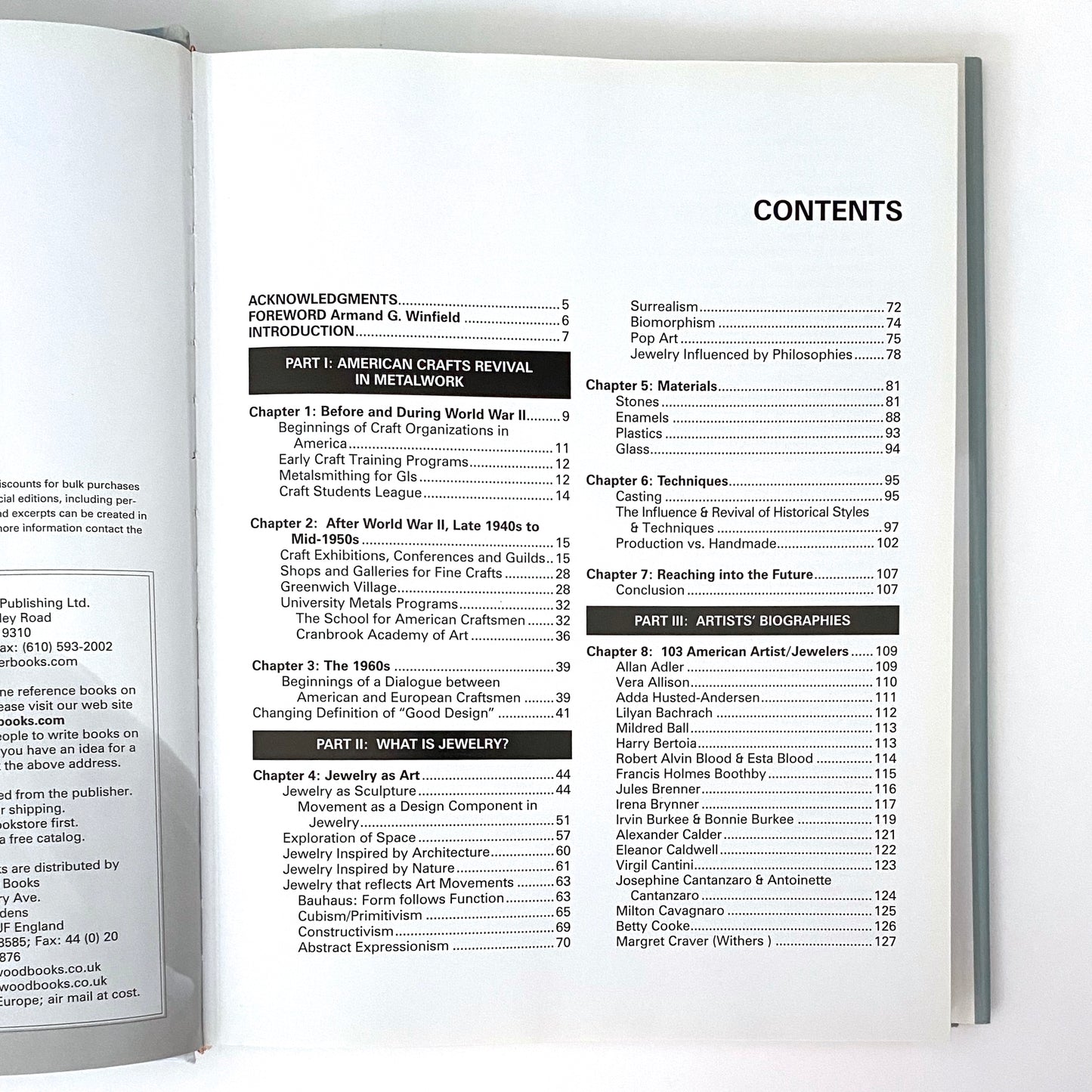 table of contents Form and Function American Modernist Jewelry 1940 - 1970 Marbeth Schon reference book