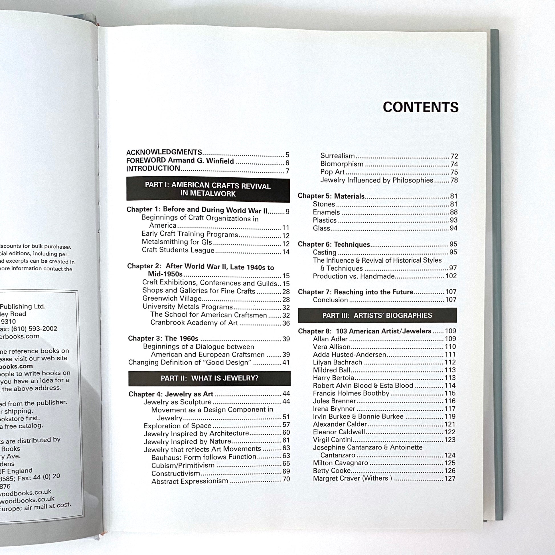 table of contents Form and Function American Modernist Jewelry 1940 - 1970 Marbeth Schon reference book