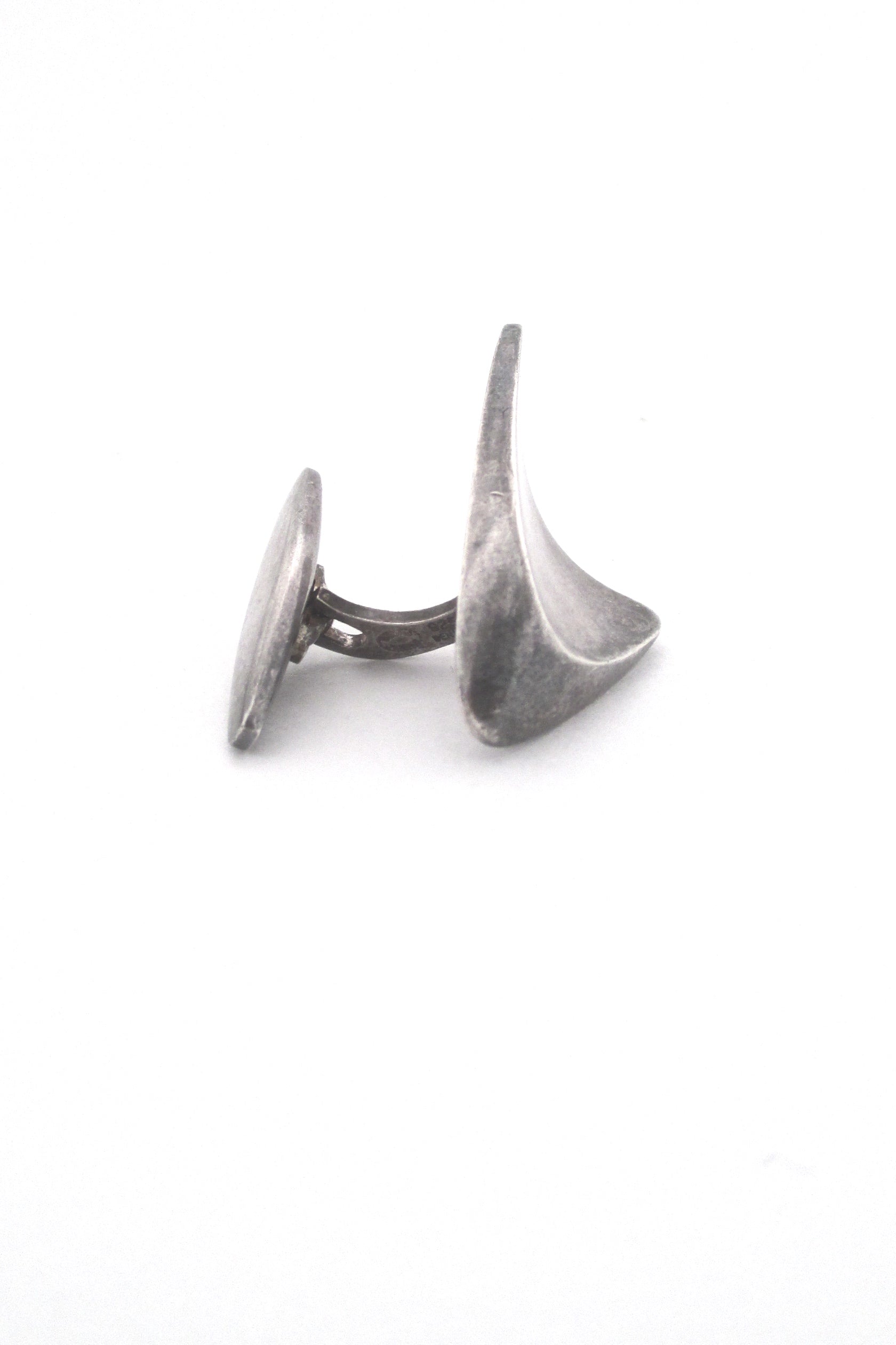 detail Georg Jensen Denmark vintage heavy silver Modernist cufflinks 88 by Henning Koppel