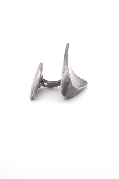 detail Georg Jensen Denmark vintage heavy silver Modernist cufflinks 88 by Henning Koppel