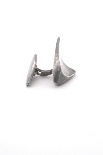 detail Georg Jensen Denmark vintage heavy silver Modernist cufflinks 88 by Henning Koppel