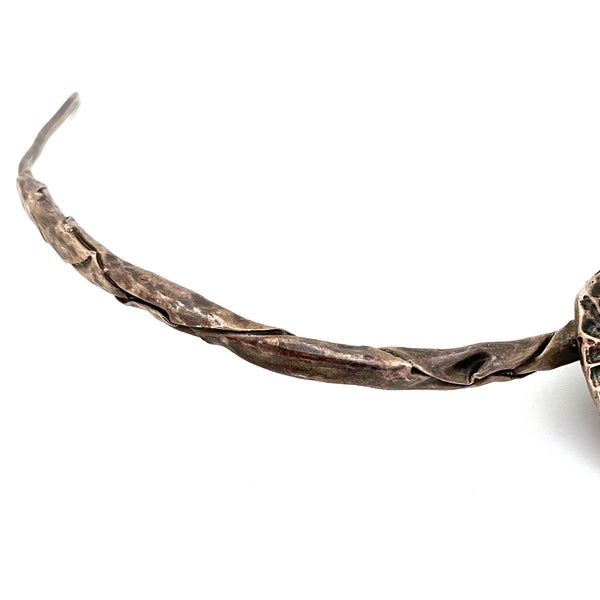vintage heavy silver brutalist choker necklace ~ signed