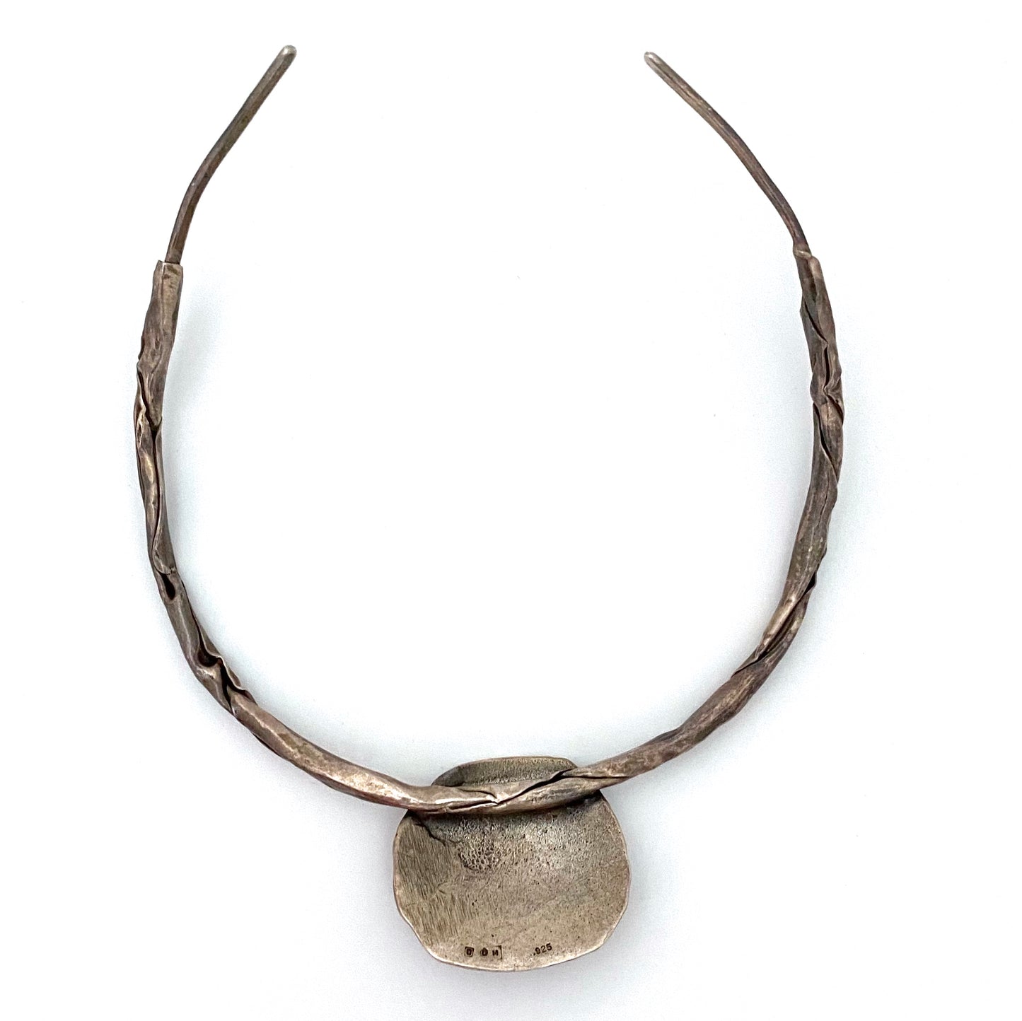 vintage heavy silver brutalist choker necklace ~ signed