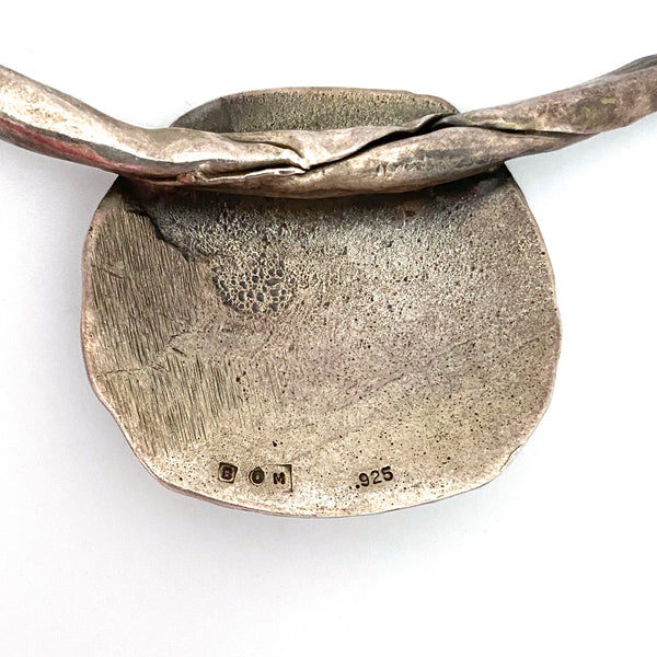 vintage heavy silver brutalist choker necklace ~ signed