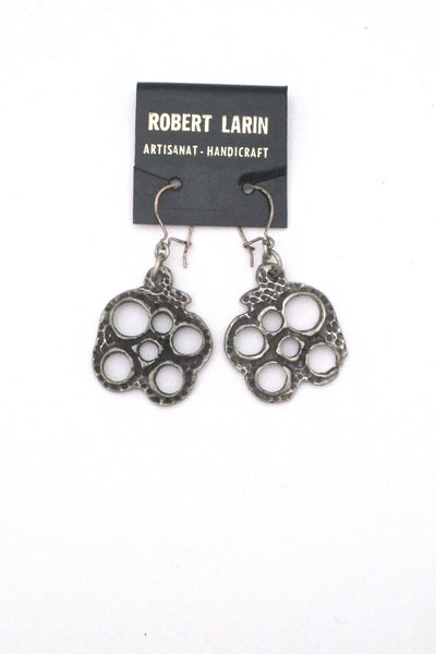 Robert Larin brutalist pewter drop earrings #367 on original card