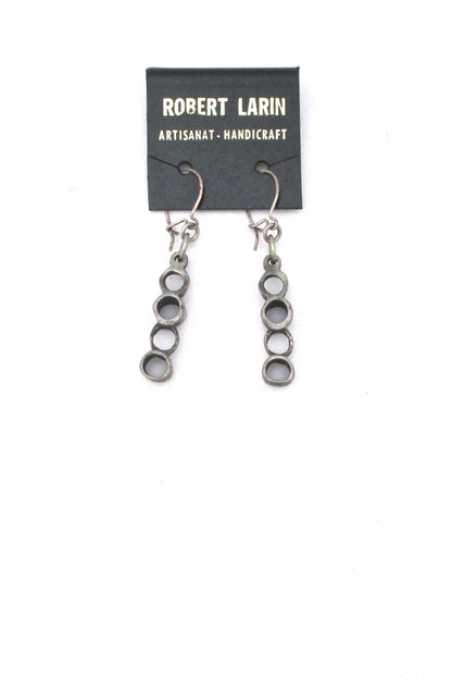 Robert Larin brutalist pewter drop earrings #378 ~ on original card