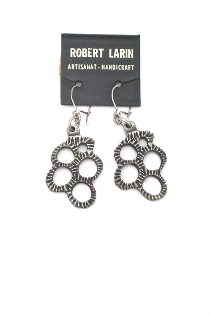 Robert Larin brutalist pewter drop earrings #369 ~ on original card