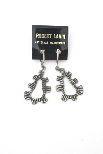 Robert Larin brutalist pewter drop earrings #376 ~ on original card