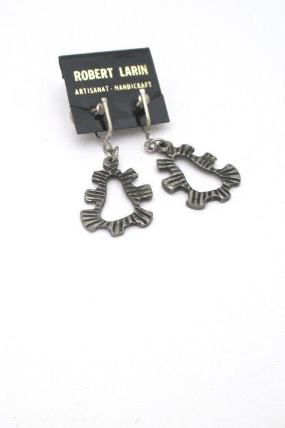 Robert Larin brutalist pewter drop earrings #376 ~ on original card