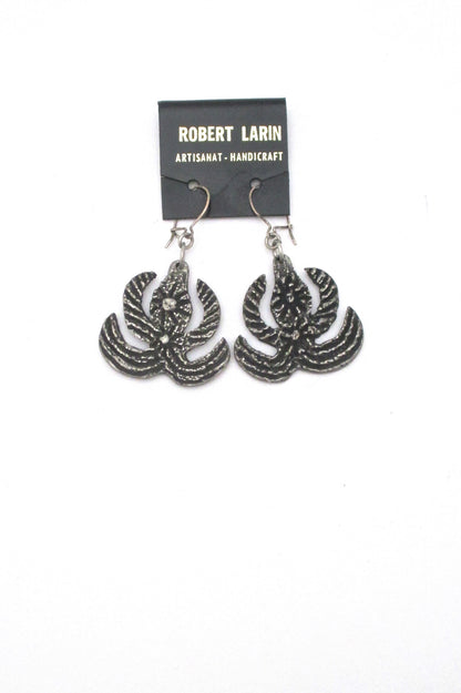 Robert Larin brutalist pewter drop earrings #371 ~ on original card