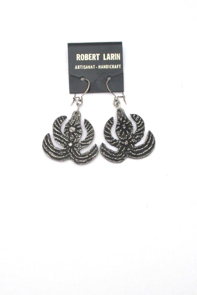 Robert Larin brutalist pewter drop earrings #371 ~ on original card