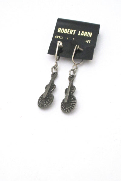 Robert Larin brutalist pewter drop earrings ~ on original card