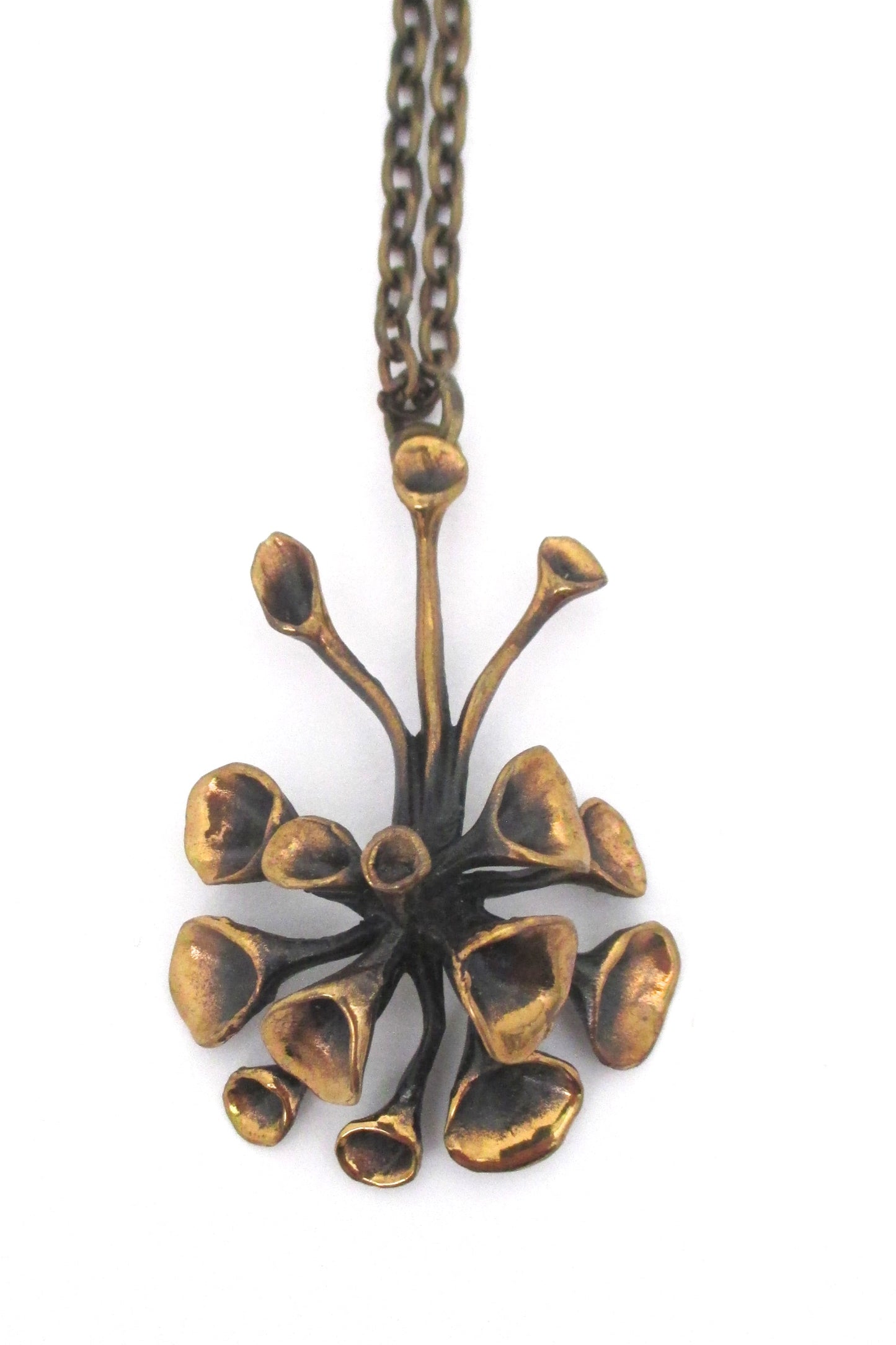 detail Hannu Ikonen Finland vintage bronze reindeer moss pendant necklace