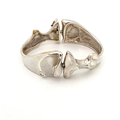 Lapponia sculptural silver hinged 'Zelda' bracelet ~ Bjorn Weckstrom