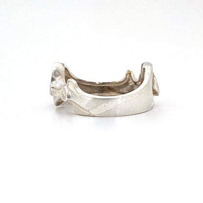profile Lapponia Finland vintage silver sculptural hinged Zelda bracelet Bjorn Weckstrom Scandinavian Modernist design jewelry