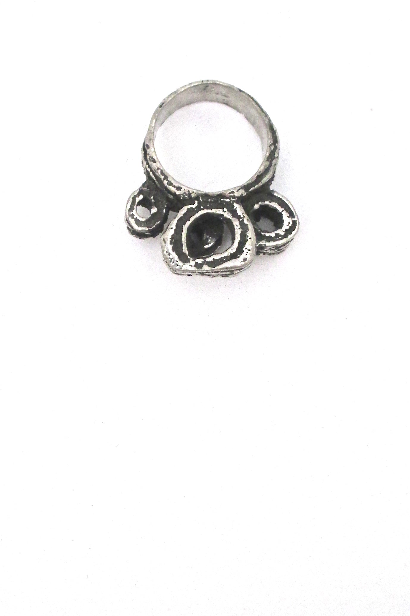 Robert Larin brutalist pewter 'curlicues' ring