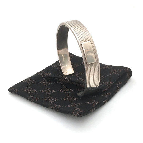 detail Gucci Italy vintage heavy sterling silver cuff bracelet for men