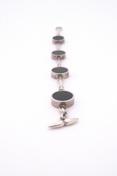 top Niels Erik From Denmark vintage Nordic design silver onyx toggle link bracelet