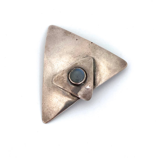 Sam Kramer layered silver & moonstone brooch