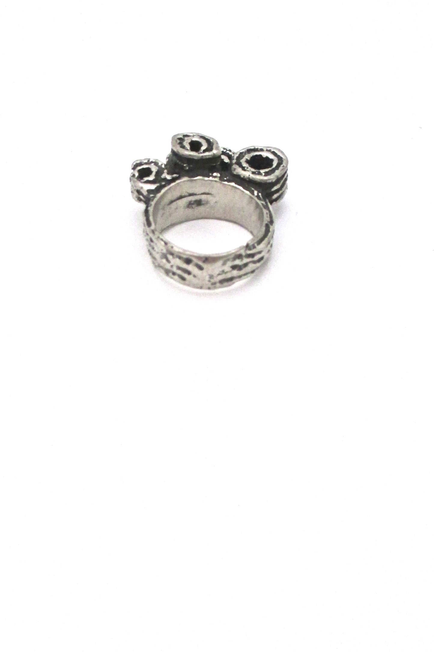 Robert Larin brutalist pewter 'curlicues' ring