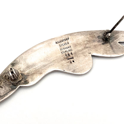 Danish extra large guilloche enamel brooch ~ Assentorp