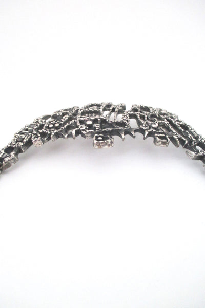 Guy Vidal large brutalist pewter curved bib necklace