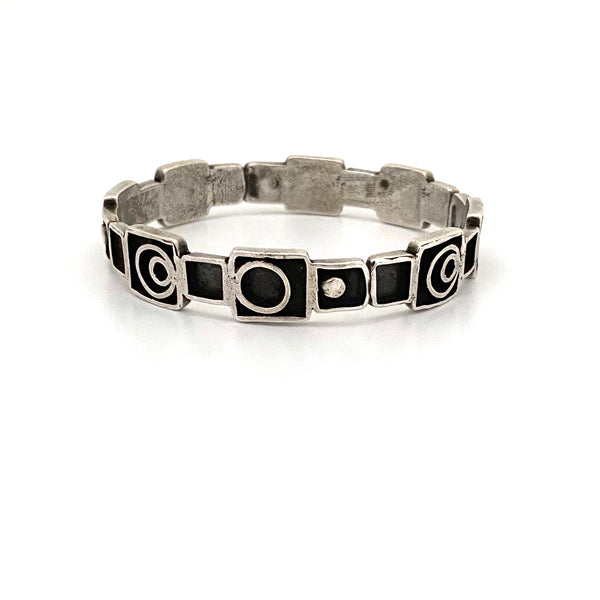 profile vintage sterling silver geometric shadowbox bangle bracelet Israel Modernist jewelry design