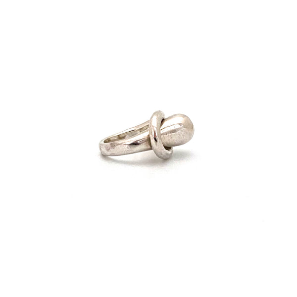 profile vintage heavy silver loop ring Modernist jewelry design