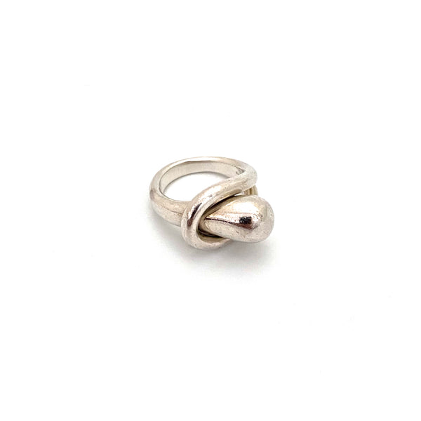 detail vintage heavy silver loop ring Modernist jewelry design