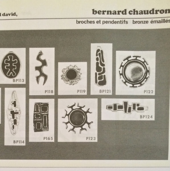 Bernard Chaudron bronze & enamel abstract pendant necklace