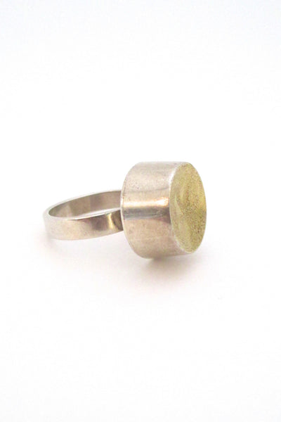 profile Hans Hansen Denmark vintage Nordic design modernist silver gold large ring