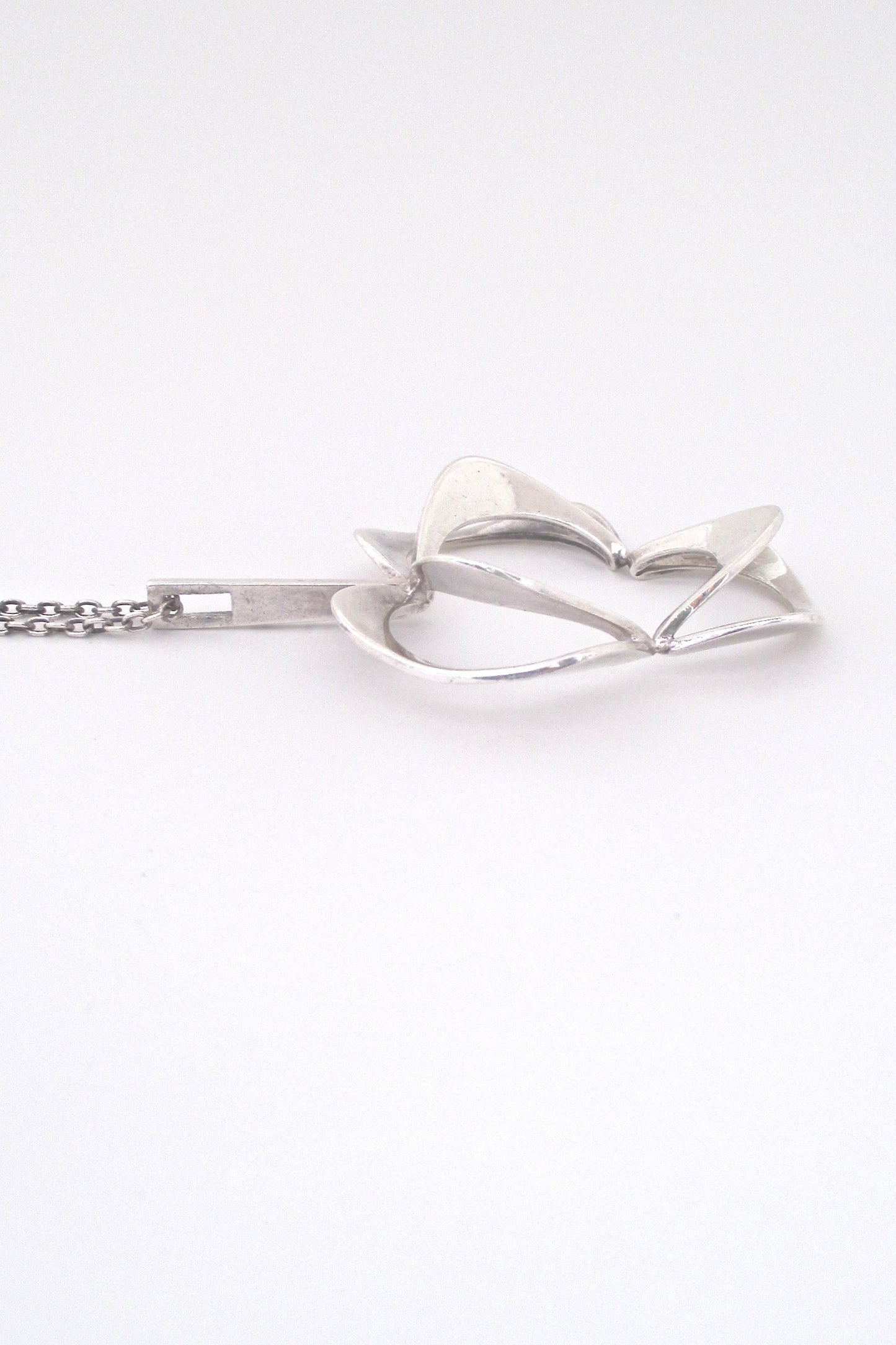 profile Theresia Hvorslev for Alton Sweden vintage silver large Scandinavian Modern dimensional pendant necklace 1970