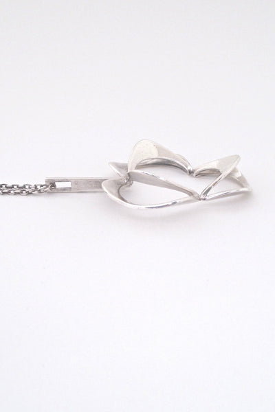 profile Theresia Hvorslev for Alton Sweden vintage silver large Scandinavian Modern dimensional pendant necklace 1970