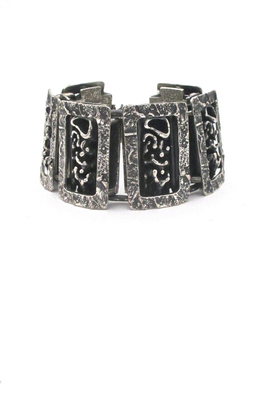 Guy Vidal wide shadowbox panel link bracelet