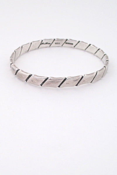 Hans Hansen Denmark vintage folded silver Scandinavian Modern bangle bracelet