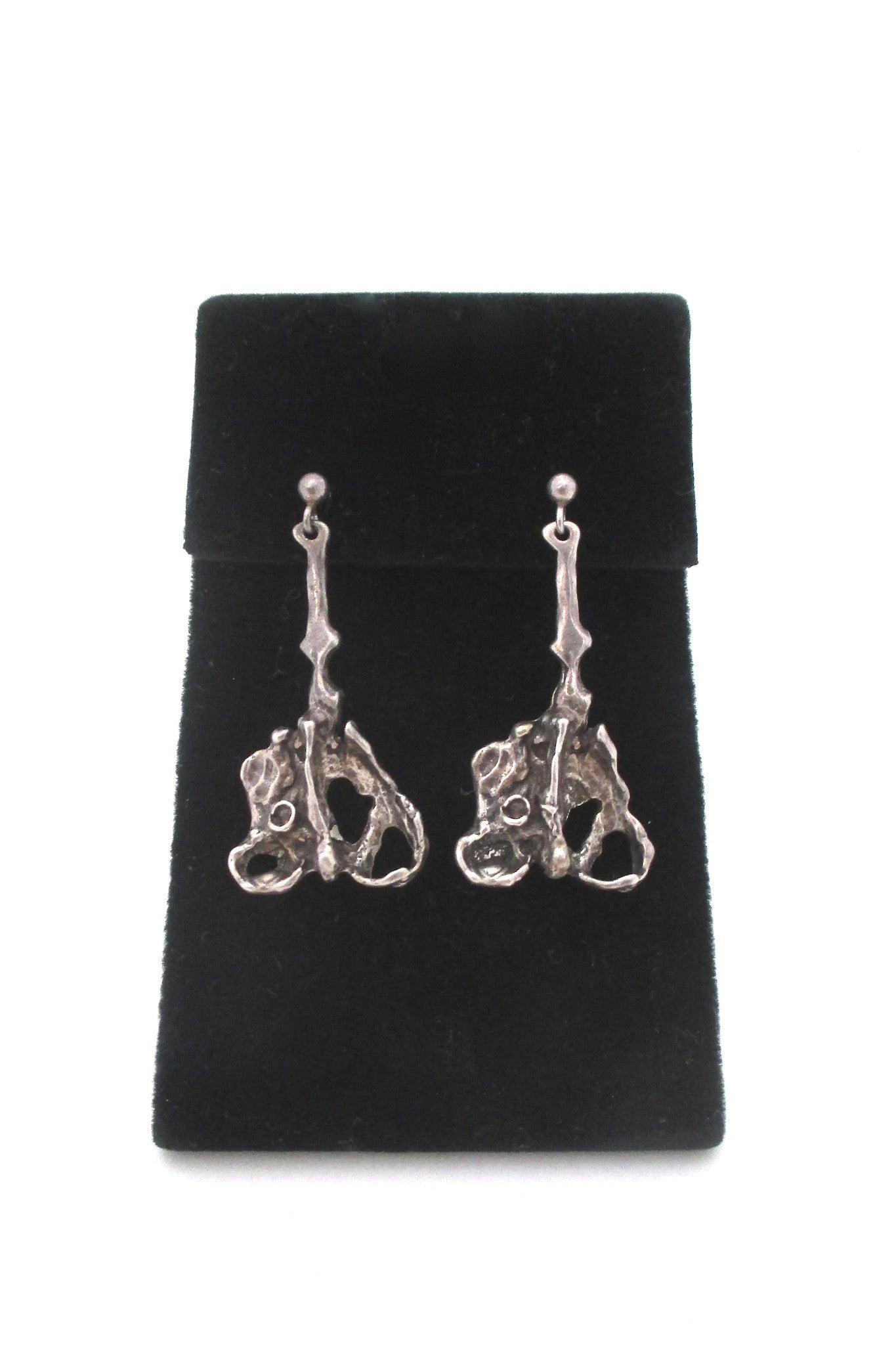 Randers Solvvarefabrik brutalist silver drop earrings