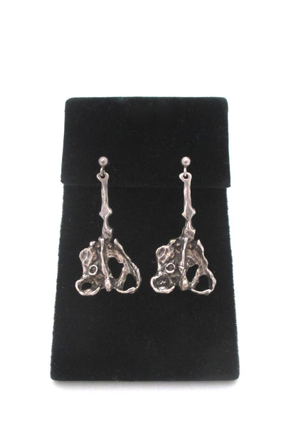Randers Solvvarefabrik brutalist silver drop earrings