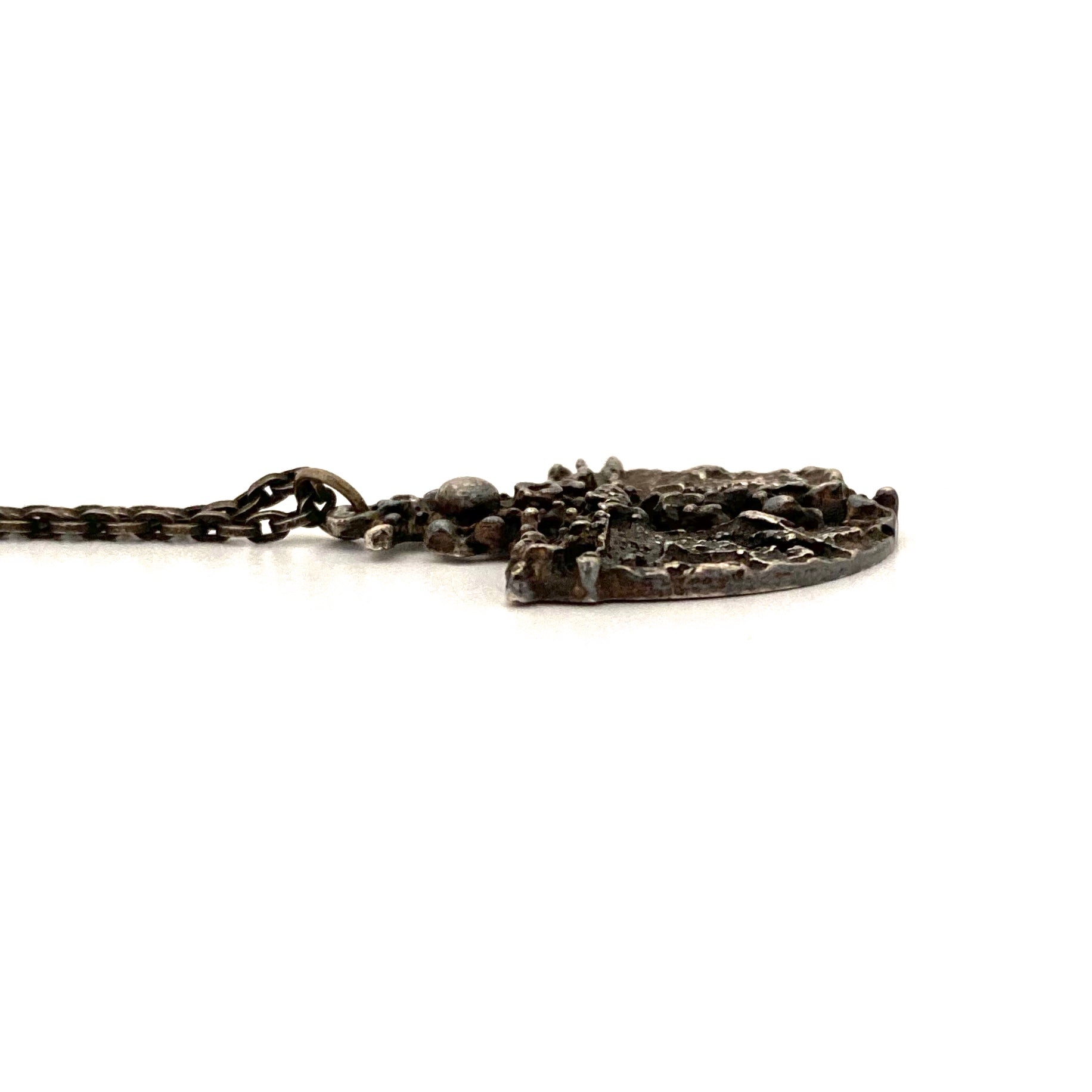 profile Guy Vidal Canada vintage brutalist textured pewter openwork pendant necklace Modernist jewelry design