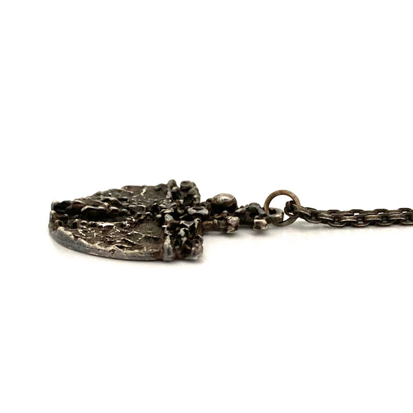 Guy Vidal textured openwork pewter pendant necklace