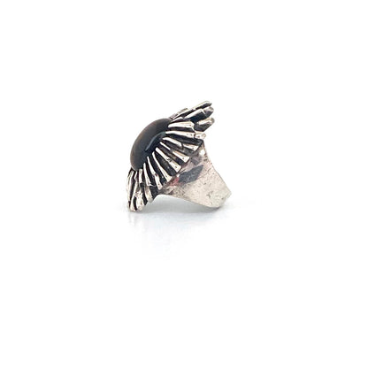 profile OPUS Canada large vintage silver tiger eye brutalist ring Modernist jewelry design