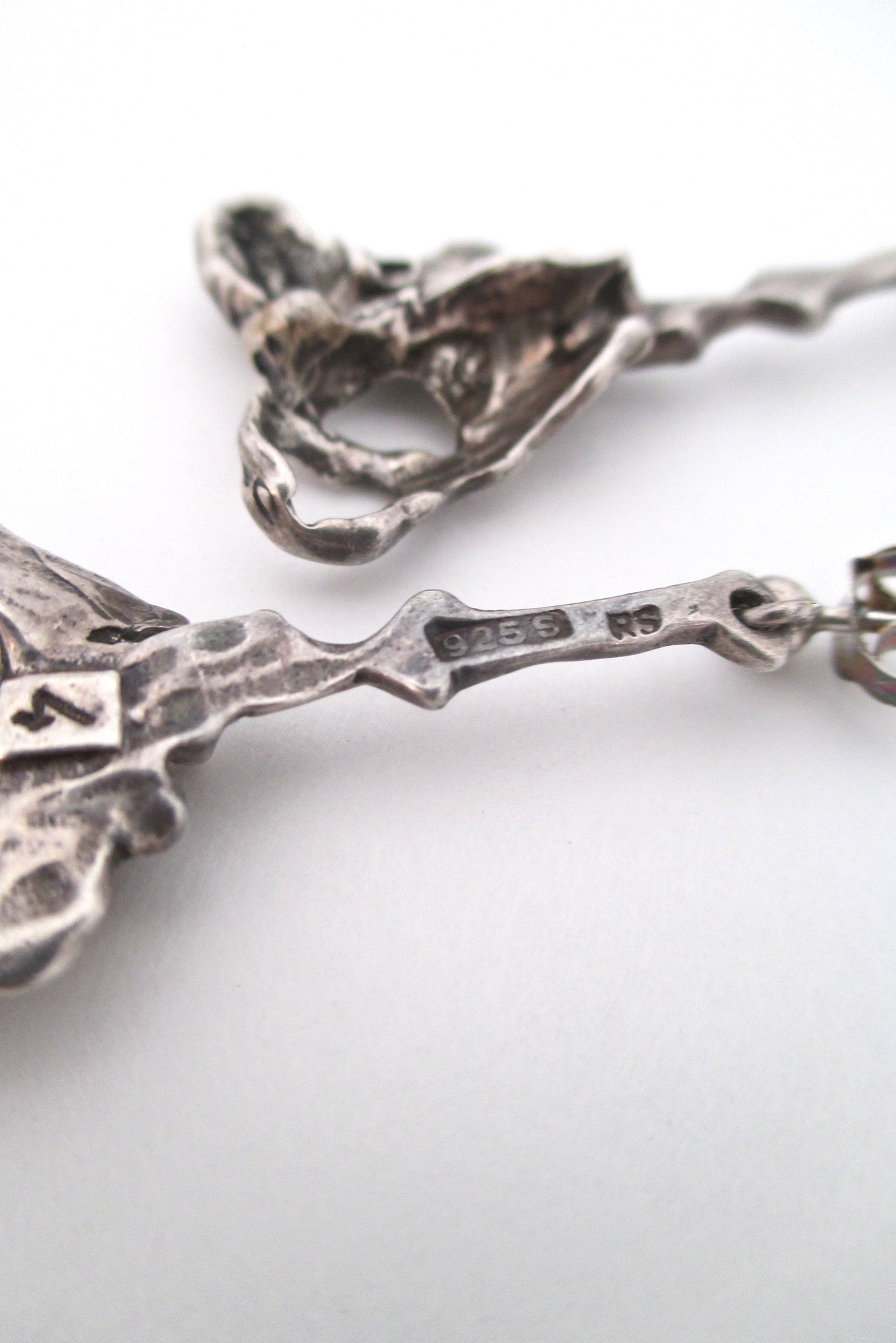 Randers Solvvarefabrik brutalist silver drop earrings