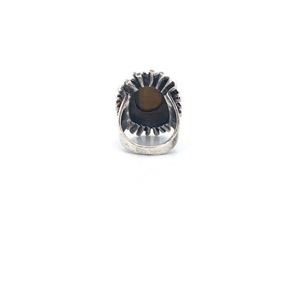OPUS Canada heavy silver & tiger eye large starburst ring