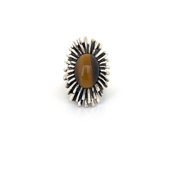 OPUS Canada heavy silver & tiger eye large starburst ring