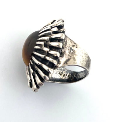 OPUS Canada heavy silver & tiger eye large starburst ring