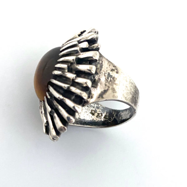 OPUS Canada heavy silver & tiger eye large starburst ring