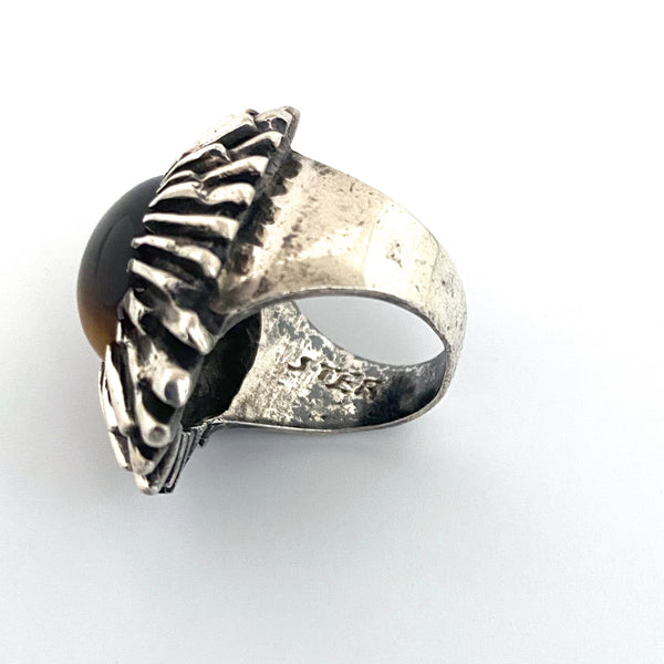 OPUS Canada heavy silver & tiger eye large starburst ring