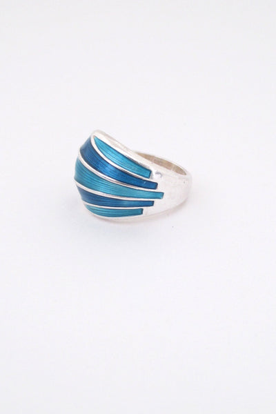 detail David-Andersen Norway vintage silver turquoise enamel adjustable ring Scandinavian Modern