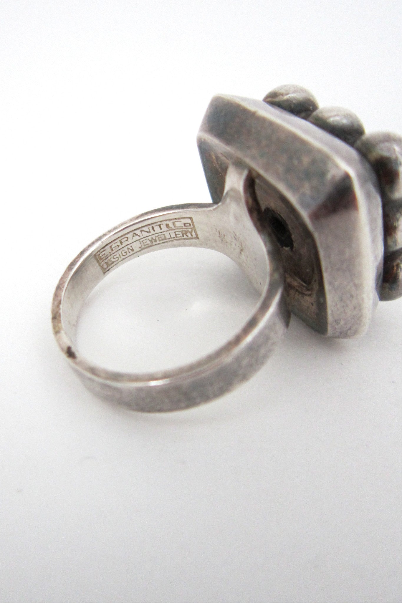 Erik Granit Finland vintage sterling silver spheres squared ring