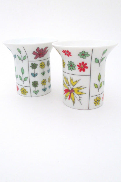 Emilio Pucci for Rosenthal vintage mid century modernist porcelain Piemonte pair candle holders