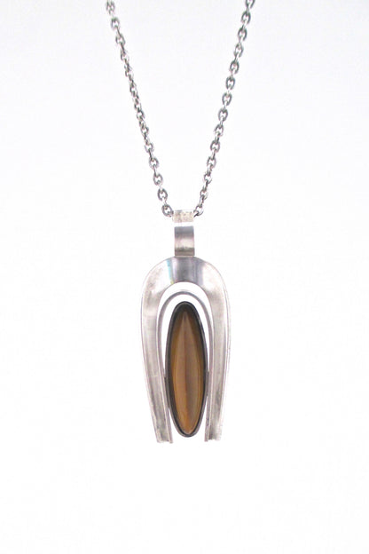 Elis Kauppi tapering tiger eye pendant necklace - 1974